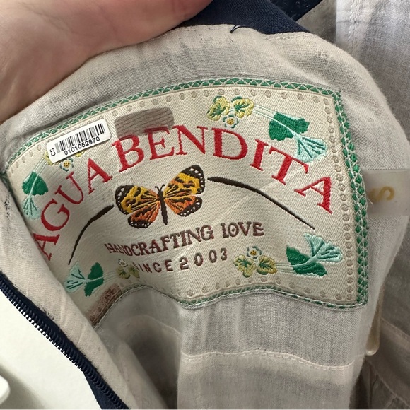 Agua Bendita Herbarium navy flared mini dress SZ S - Picture 7 of 9